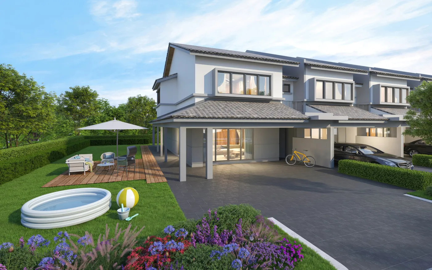 Olive Grove home with front garden, developer rendering
