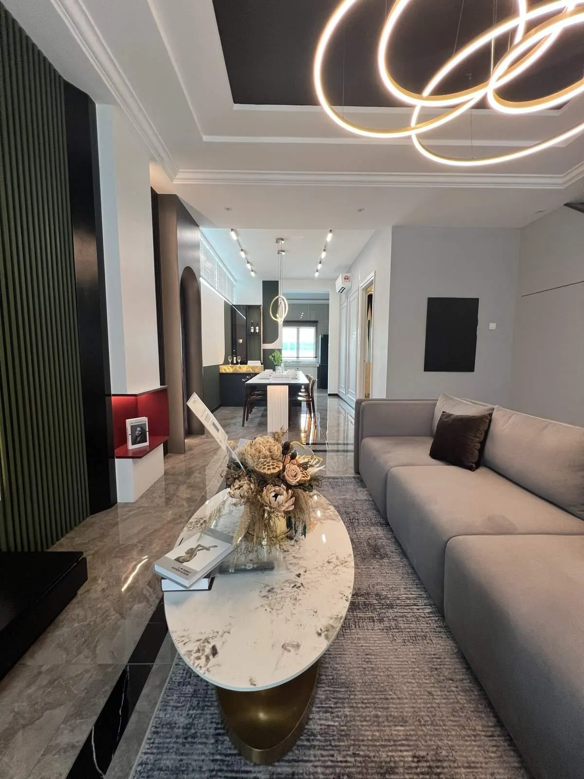 Living area of the completed double storey Pearl Garden show unit